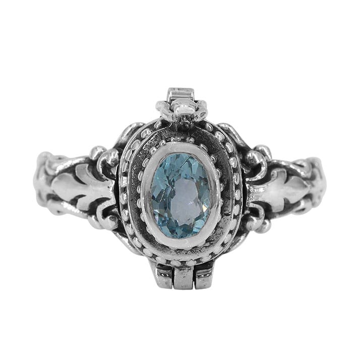 Blue Topaz Poison Silver Ring