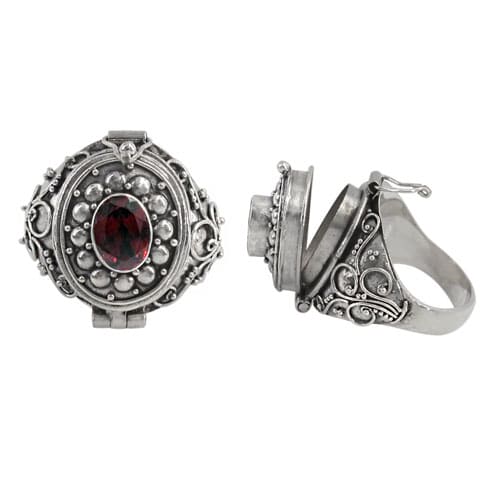 Width Garnet Silver Ring