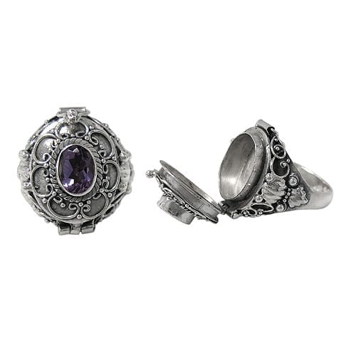 Width Amethyst Silver Ring