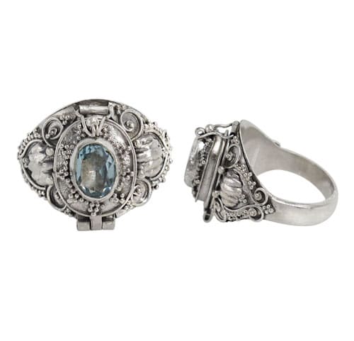 Width Blue Topaz Silver Ring