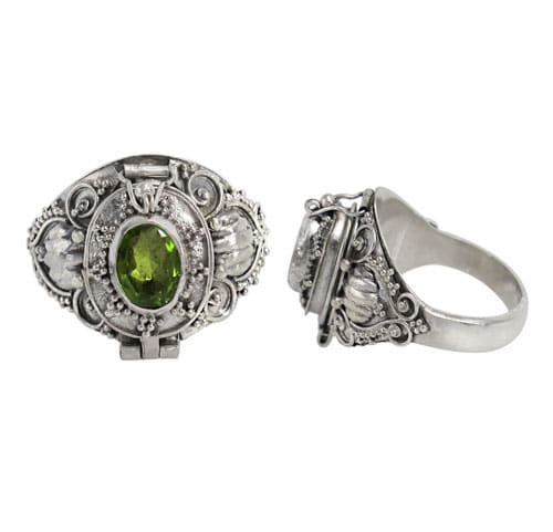 Width Peridot Silver Ring