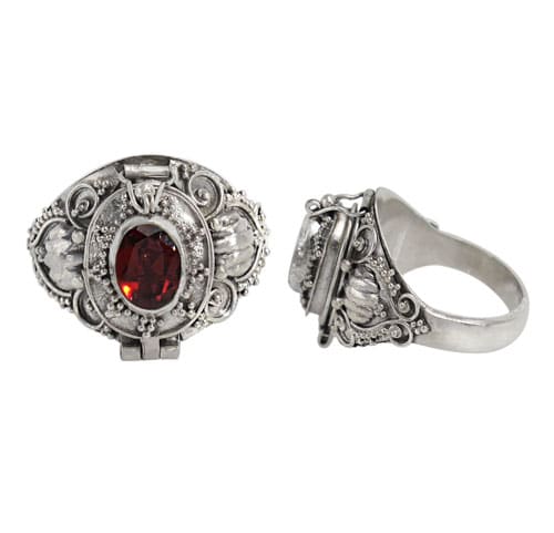 Width Garnet Silver Ring