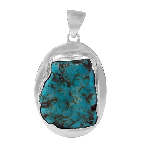 Free Shape Stone Arizona Turquoise Silver Pendant