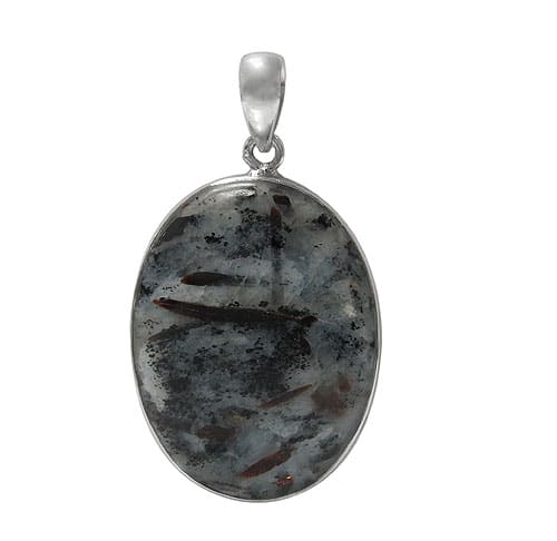 Oval Shape Stone Astrophyllite Silver Pendant