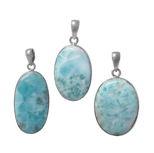 Colour And Size May Vary Larimar Silver Pendant