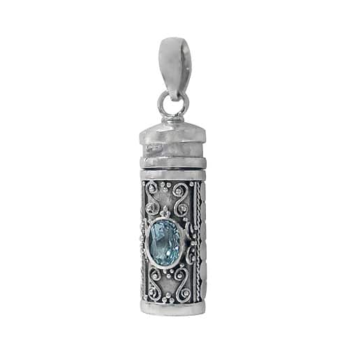Poison Blue Topaz & Garnet & Peridot Silver Pendant