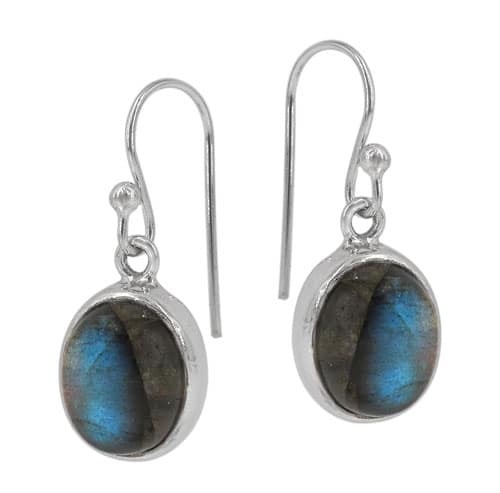 Colour And Size May Vary Labradorite Silver Earrings