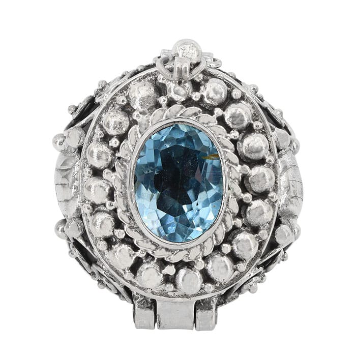 Blue Topaz Poison Silver Ring
