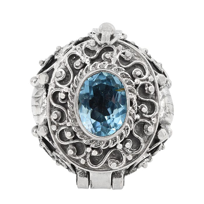 Blue Topaz Poison Silver Ring