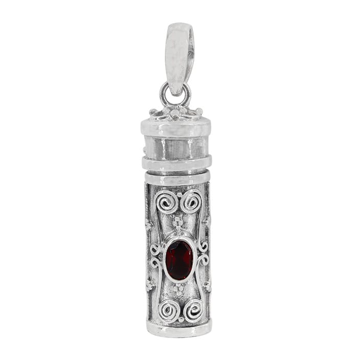 Poison Tube Garnet Silver Pendant