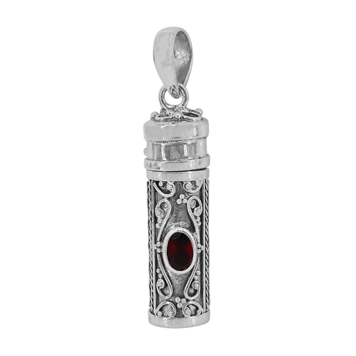 Poison Tube Garnet Silver Pendant