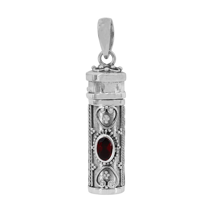 Poison Tube Garnet Silver Pendant