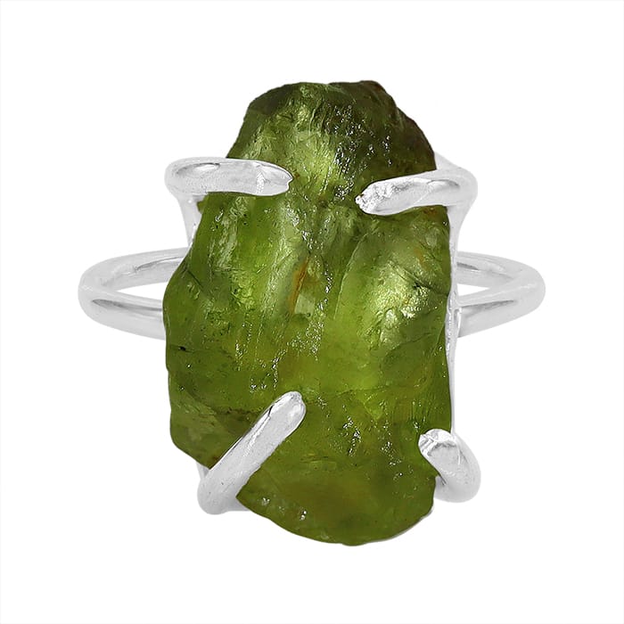 Free Shape Peridot Silver Ring