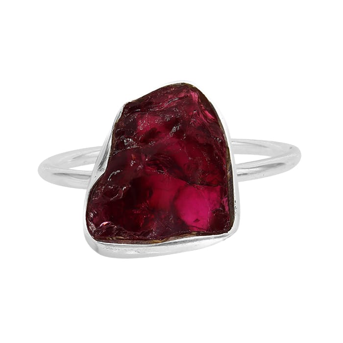 Free Shape Garnet Silver Ring