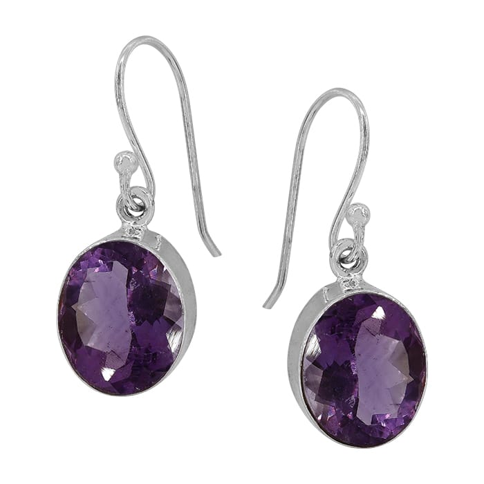 Oval Amethyst Silver Earrings