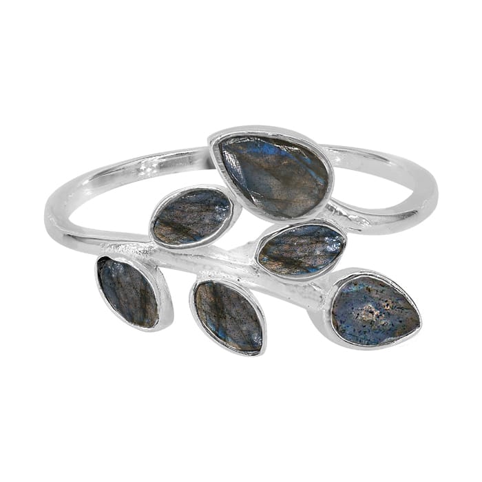 Leaf Labradorite Silver Ring