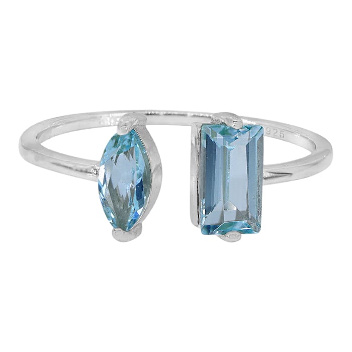 Blue Topaz Adjustable Silver Ring