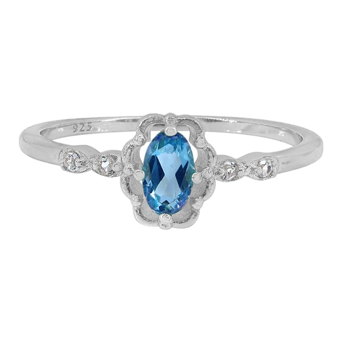 Blue Topaz Silver Ring
